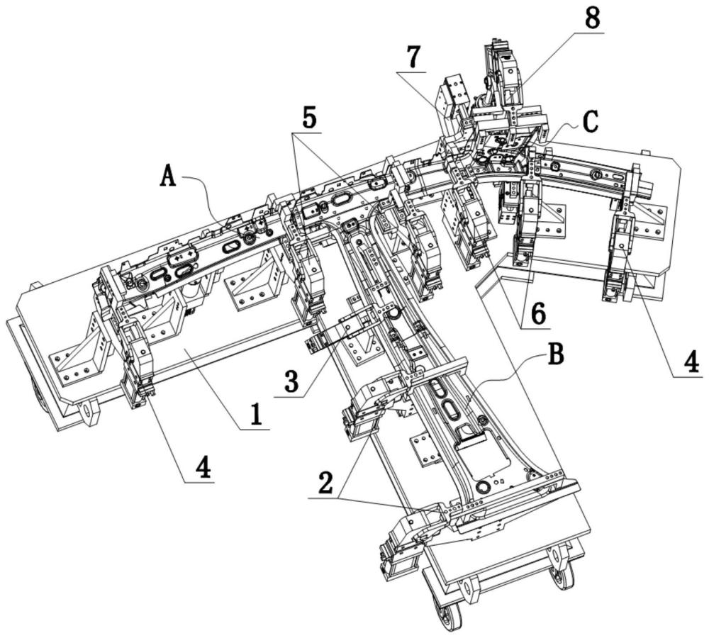 一种集侧围内板B柱、横梁及顶横梁端头为一体的焊装夹具