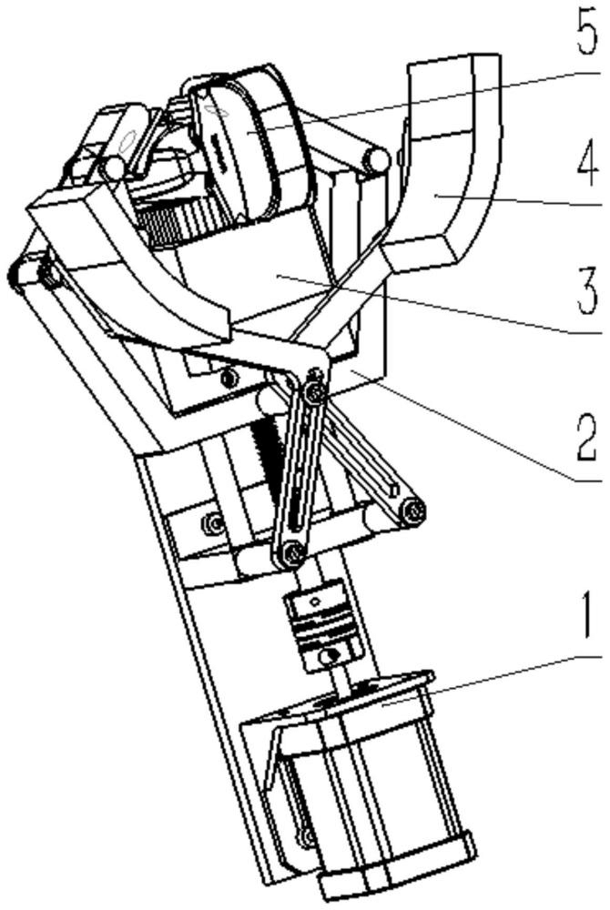 一种六杆自动定心夹持机械手