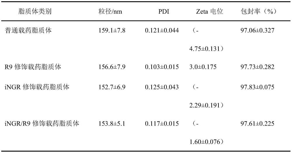 一种iNGR/R9双重修饰的阿霉素靶向脂质体及抗肿瘤活性评价